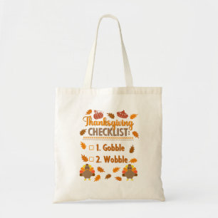 Tote Bag Liste de vérification de l'action de grâce Gobble