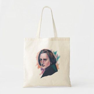 Tote Bag Liszt Colorful Watercolor Portrait Quote