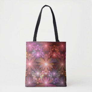 Tote Bag Lit De Fleurs Coloré brillant Abstrait Fractage Ar