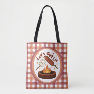 Tote Bag Lit Firepit - mignon Marshmallow & Hot Dog