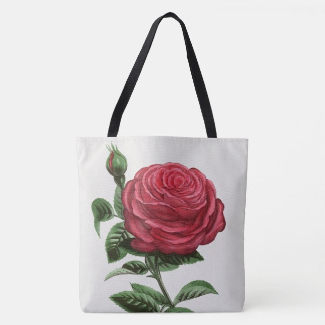 Tote Bag Lithographie de rose antique, François-Frédéric Gr (Devant)