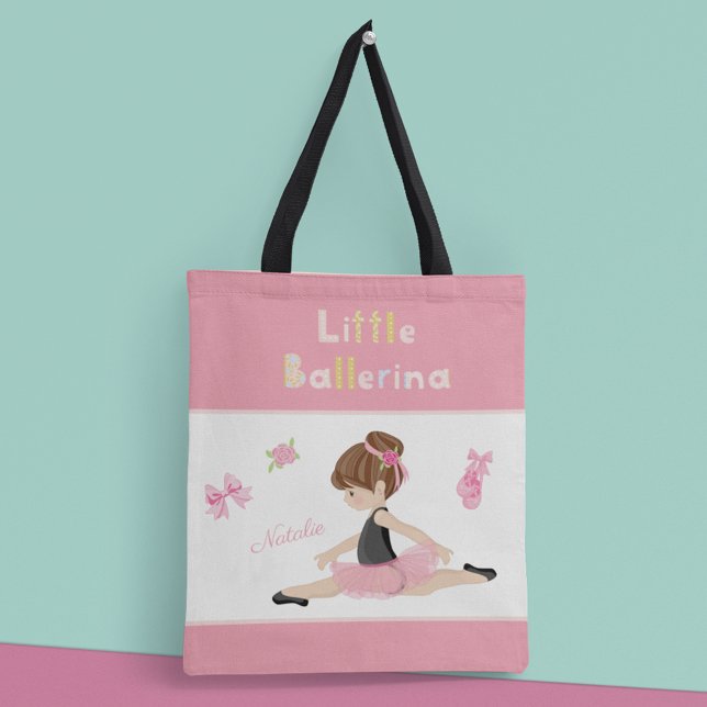 Tote Bag Little Ballerina Pink Ballet Girls Nom (Créateur téléchargé)
