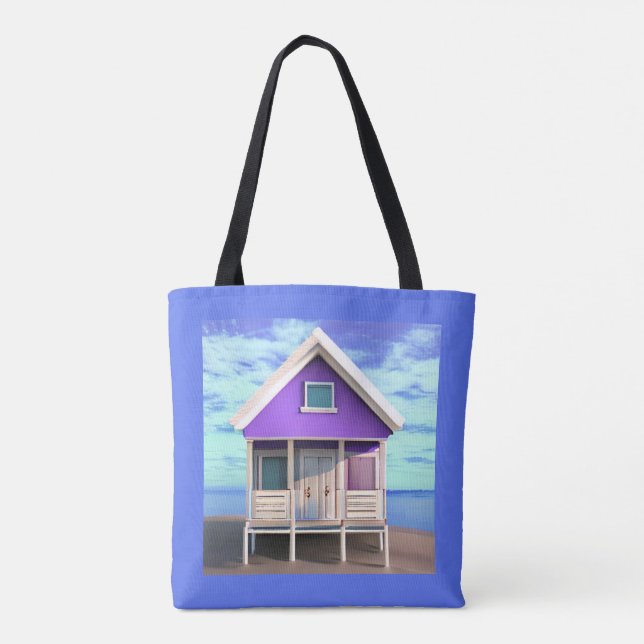 Tote Bag Little Beach Shack sur le sable (Dos)