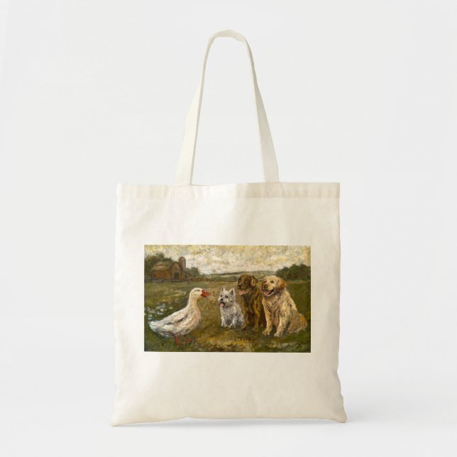 Tote Bag Little Chat: Whimsical Christmas Farm Animal (Devant)
