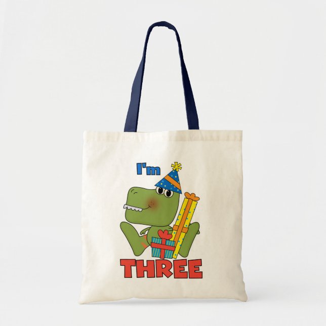 Tote Bag Little Dino 3ème Anniversaire Tshirts et cadeaux (Devant)
