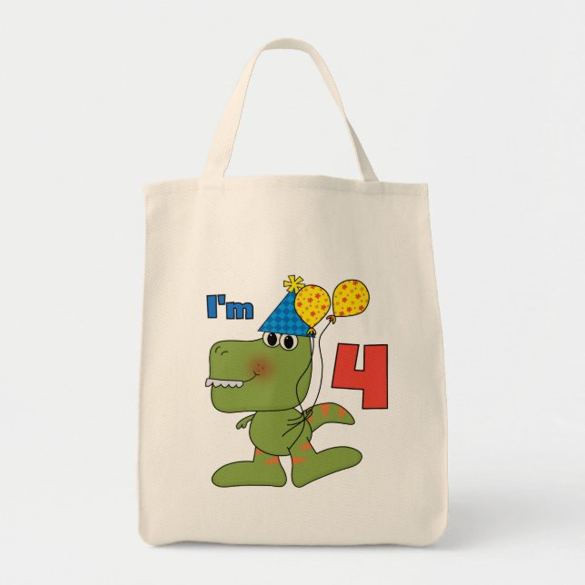 Tote Bag Little Dino 4th Birthday Tshirts et cadeaux (Devant)