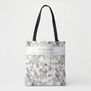 Tote Bag Live by Faith Grey Triangle Motif Personnalisé