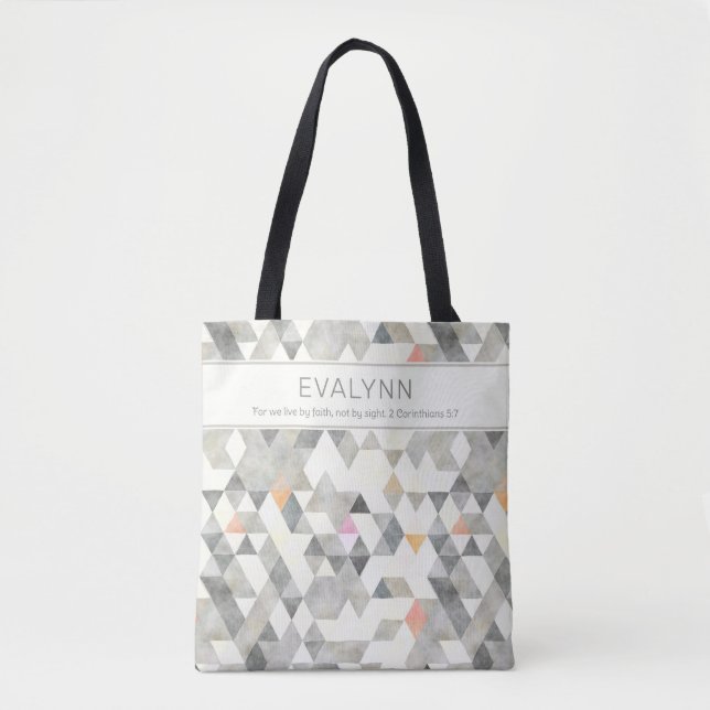 Tote Bag Live by Faith Grey Triangle Motif Personnalisé (Devant)
