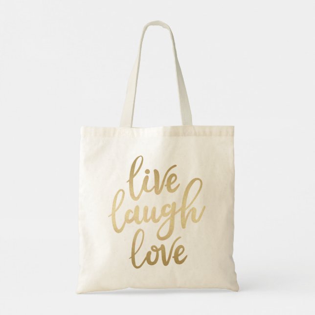 Tote Bag Live Laugh Love Faux Gold Letting (Dos)