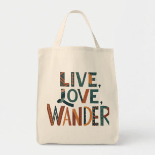 Tote Bag Live, Love, Wander - Adventure Await Grocery Fourr