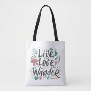 Tote Bag Live, Love, Wander - Shoulder Fourre-tout