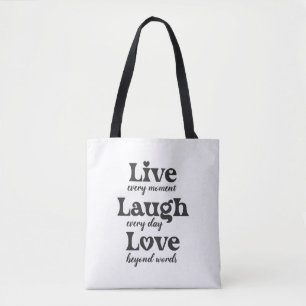 Tote Bag live, rire, amour - trois beaux mots