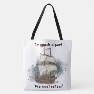 Tote Bag Livraison À Main Tirée Dans La Vague De Bow Sur L'