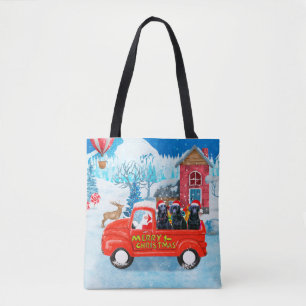 Tote Bag Livraison de Noël de chien du Labrador Camion Neig