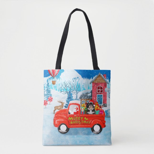 Tote Bag Livraison de Noël de chien Havanais Camion neige (Devant)