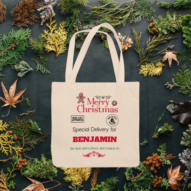 Tote Bag Livraison de père Noël Sack North Pôle Joyeux Noël (Créateur téléchargé)