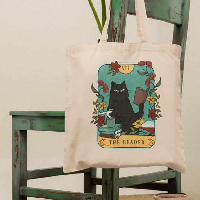 Tote Bag Livre de chat de la carte Tarot du lecteur amusant (Créateur téléchargé)