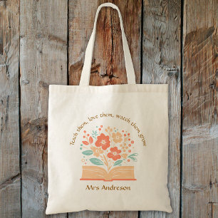 Tote Bag Livre de fleurs moderne enseignant Merci cadeau