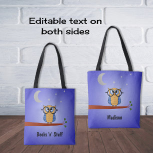 Tote Bag Livre de texte personnalisé de chouette nocturne