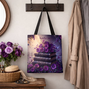 Tote Bag Livre Gothique Fleur Violet