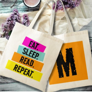 Tote Bag Livre Lover's Eat Sleep Lire Répéter Monogramme