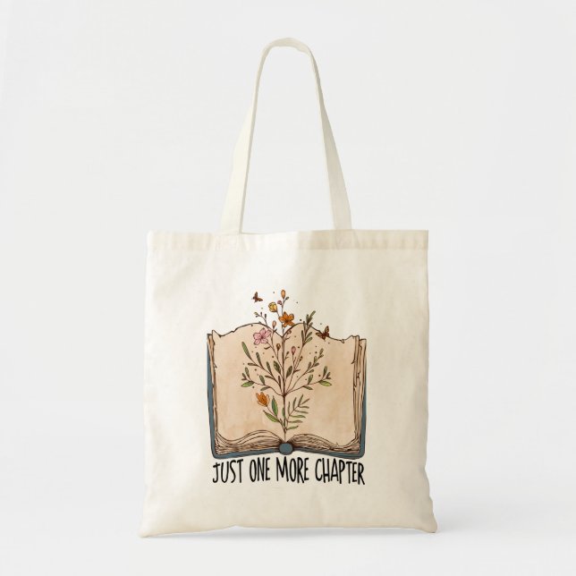 Tote Bag Livre ouvert Fleurs sauvages papillon un autre cha (Devant)