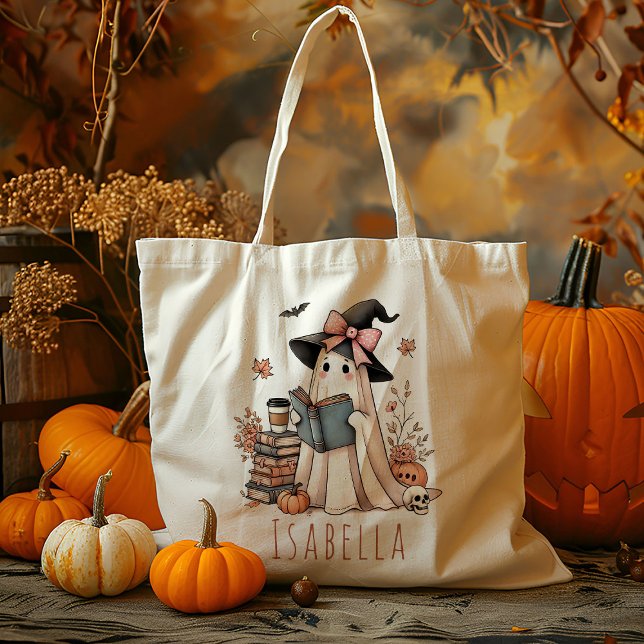 Tote Bag Livre Personnalisé Lire Ghost Trick Ou Treat Candy (Créateur téléchargé)