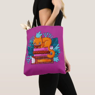Tote Bag Livres approuvés par les chats Rose
