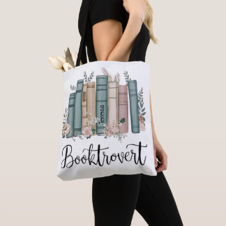 Tote Bag Livres aquarelle personnalisés Booktrovert sur une