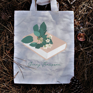 Tote Bag Livres Botaniques & Bibliothèque Lecture Nom Perso