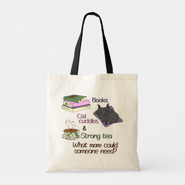 Tote Bag Livres, boudins de chat et thé (Dos)
