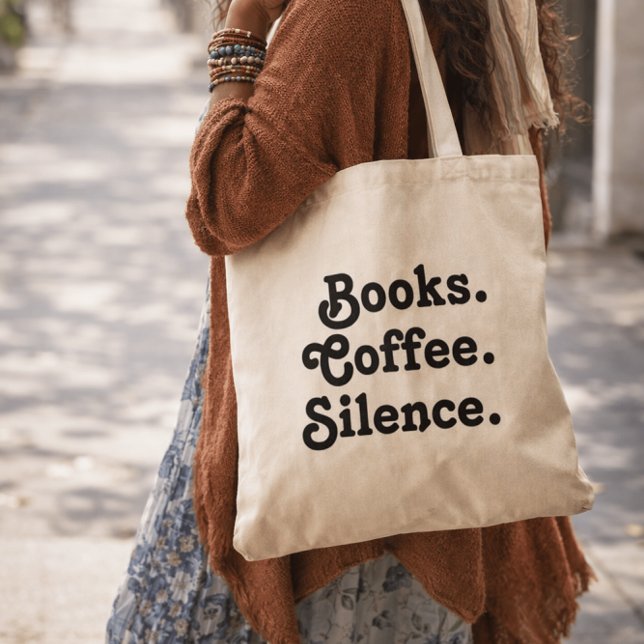 Tote Bag Livres. Café. Silence. | Conception de livre simpl (Créateur téléchargé)