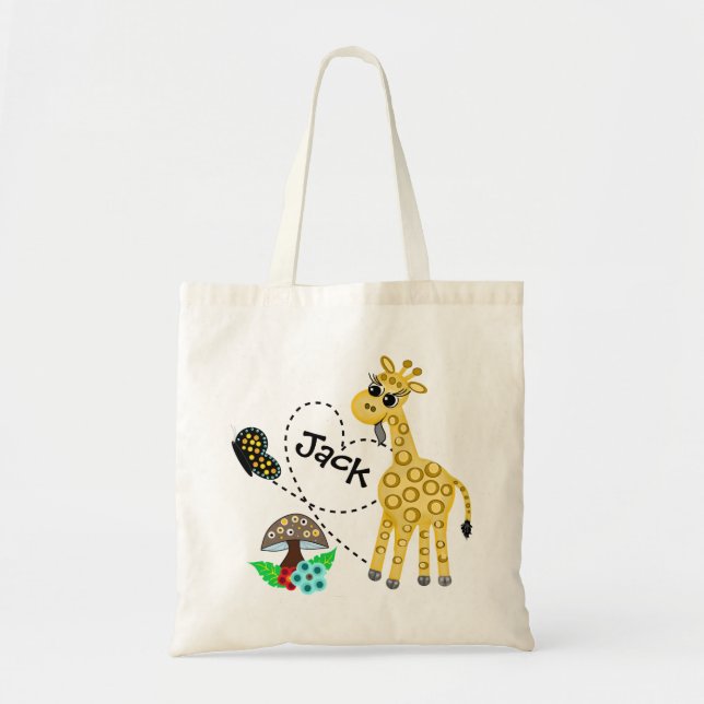 Tote Bag Livres d'amour de la Giraffe livre personnalisé Fo (Devant)