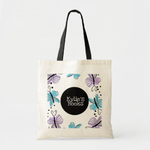 Tote Bag Livres de bibliothèque personnalisés papillons mig
