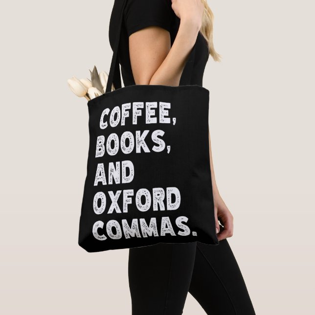Tote Bag Livres de café et virgules d'Oxford Prof cool Drôl (De près)