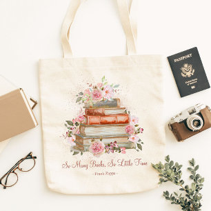 Tote Bag Livres de citations personnalisées et roses roses 