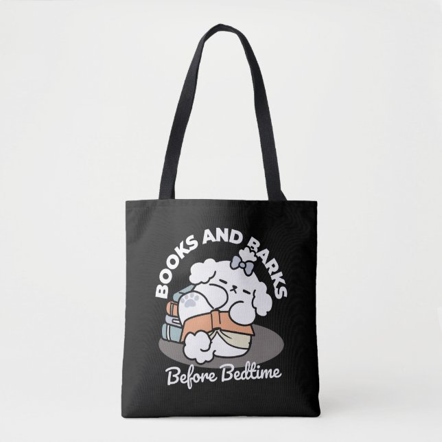 Tote Bag Livres et écorces - Conception de lecture de chien (Devant)
