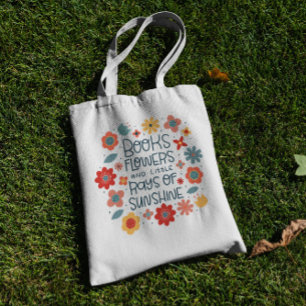 Tote Bag Livres Et Fleurs