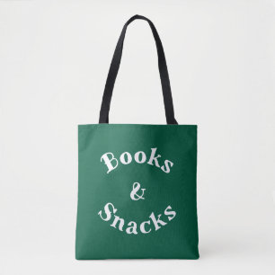 Tote Bag Livres et Snacks Amateur de Livres Citation Drôle 