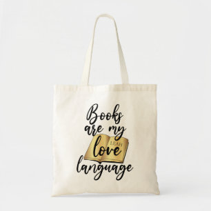Tote Bag Livres Love Language Black Gold Book Lovers Nom