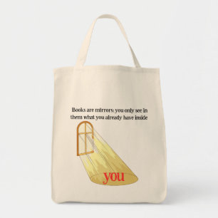 Tote Bag Livres Sont Miroirs Citation Lecteur Fenêtre Jaune