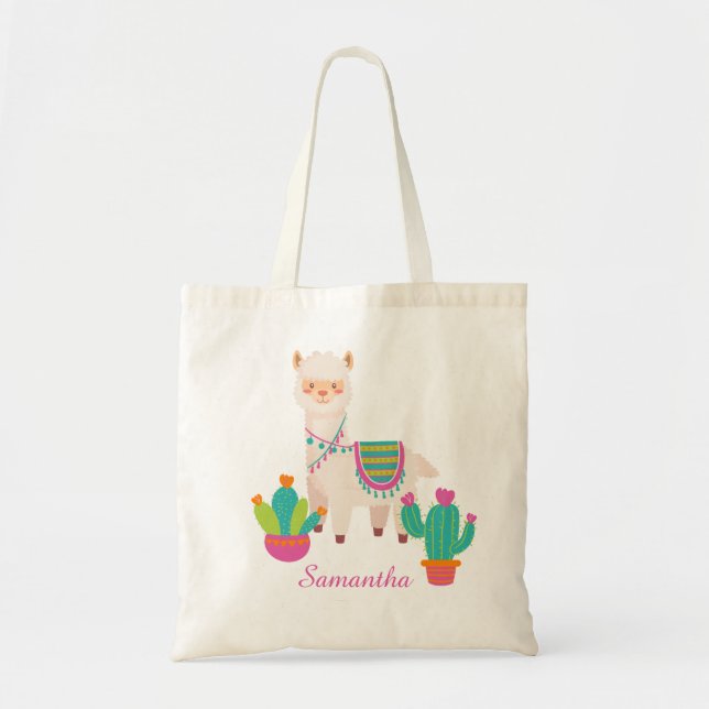 Tote Bag Llama Cactus Lover couleur mignonne (Devant)