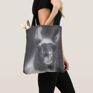 Tote Bag Llama En Animal Noir Et Blanc