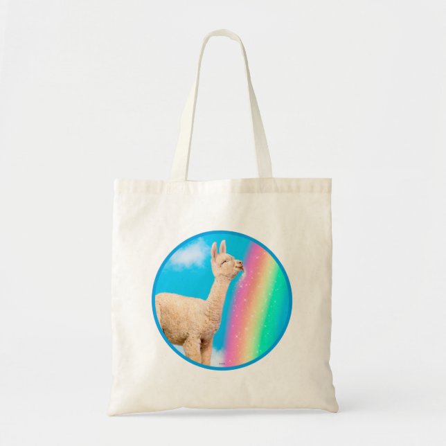 Tote Bag Llama Licking Rainbow (Devant)