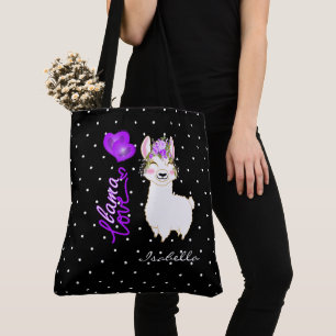 Tote Bag Llama Love - Violet