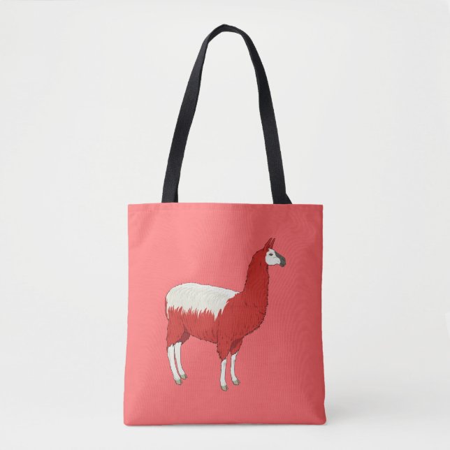 Tote Bag Llama Rouge Drôle (Devant)