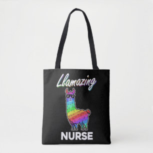 Tote Bag Llama T Shirt Llamazing Nurse Médicale Cool arc-en