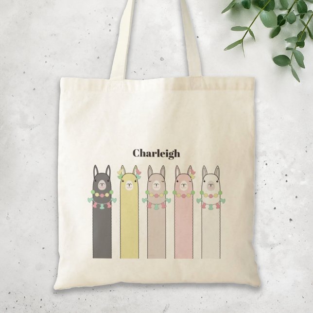 Tote Bag Llamas Colorées Mignonnes Rétro (Créateur téléchargé)