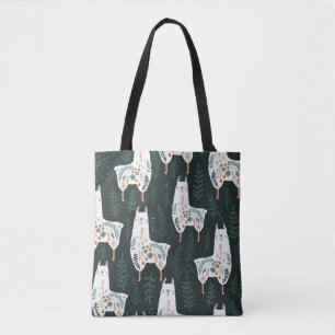 Tote Bag Llamas Florales Cute Texture Vintage