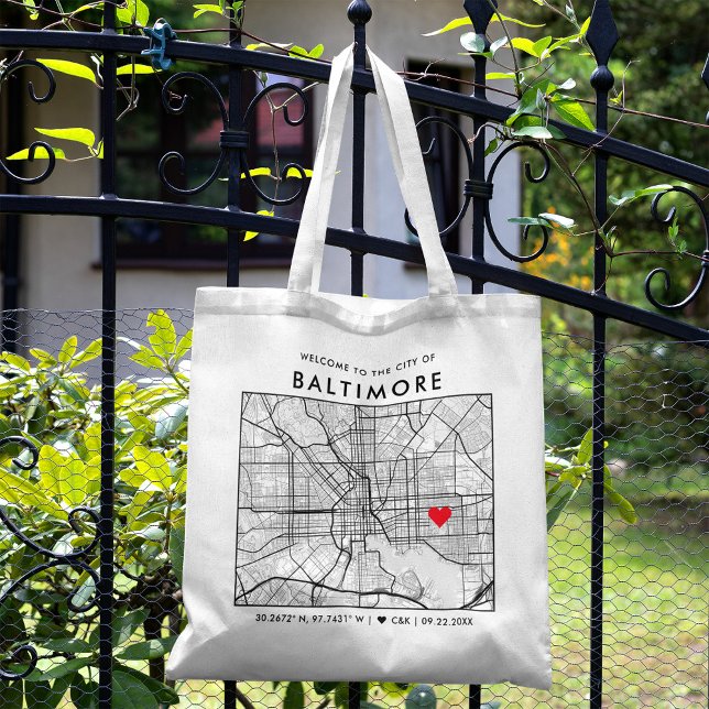 Tote Bag Localisateur d'amour Baltimore | Accueil du Mariag (The more complete visual of what your final Baltimore tote bag would look like in real life.)